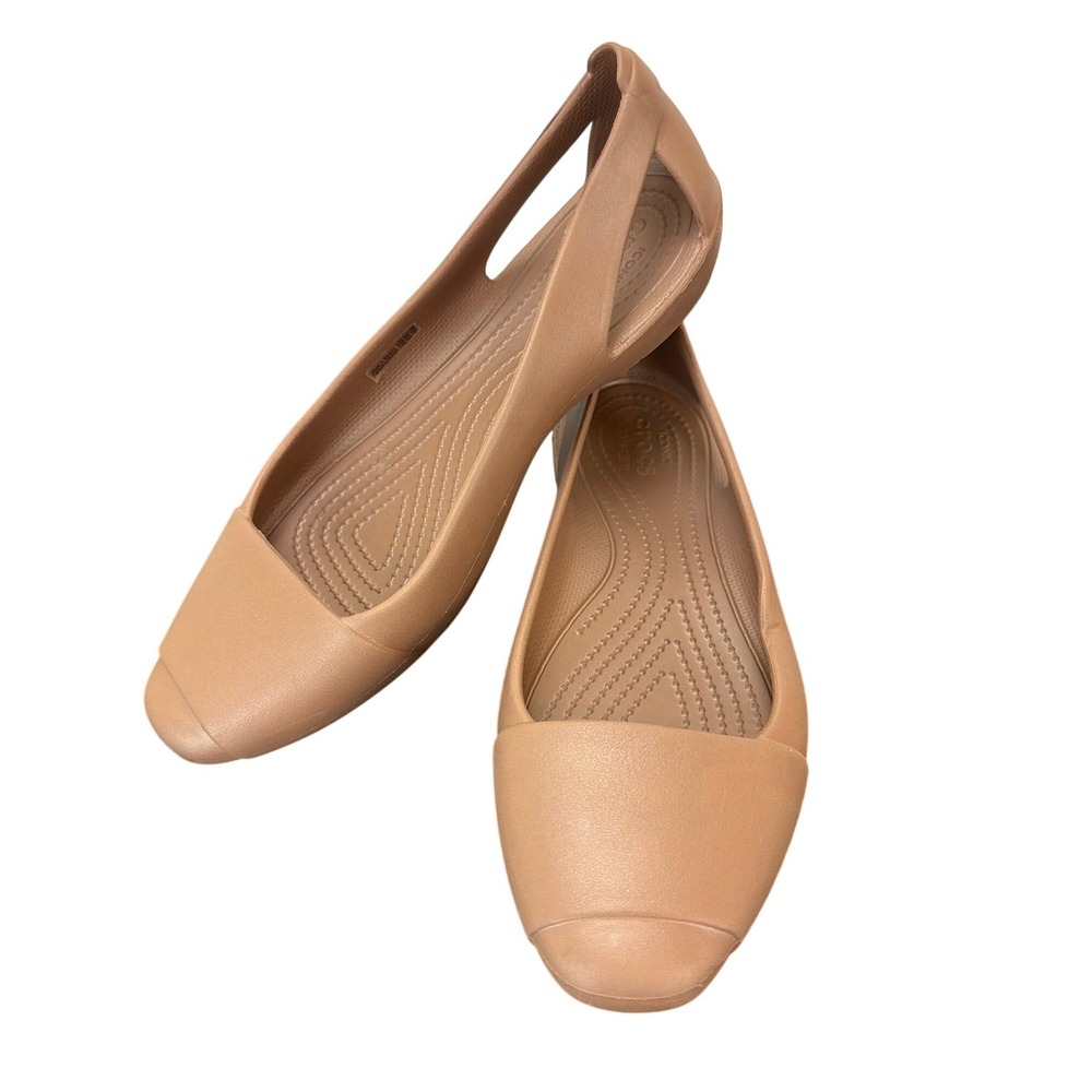 Crocs Sienna Ballet Flats 202811 Brown Slip On Shoes Size 9 Comfortable